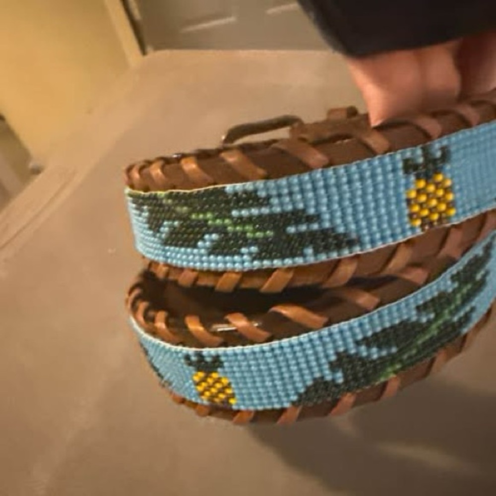 Camp Hero NYC Brown and Blue Beaded tropical Women's/man’s Belt